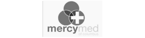 Mercy Med of Columbus logo with overlapping circles and a cross symbol.