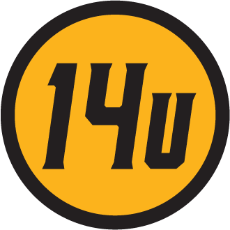 A yellow circle with a black border and the text "140u" written inside in bold black font.