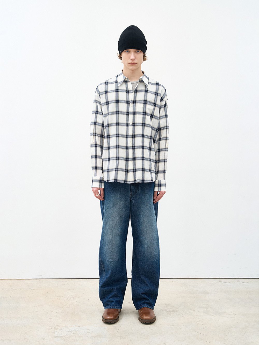 Lucid Check Sheer Shirt Navy