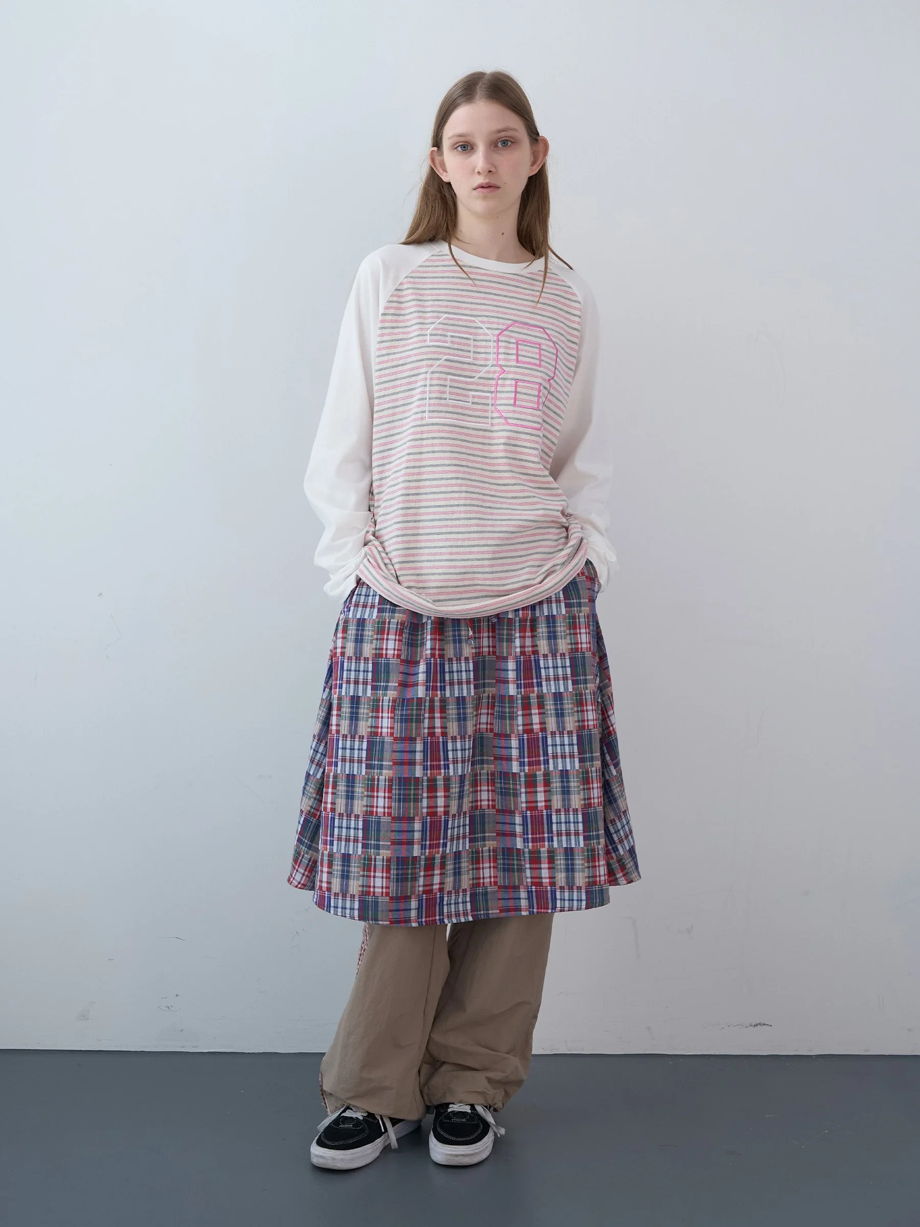 Mixed Fabric Boxy LST (Ivory)