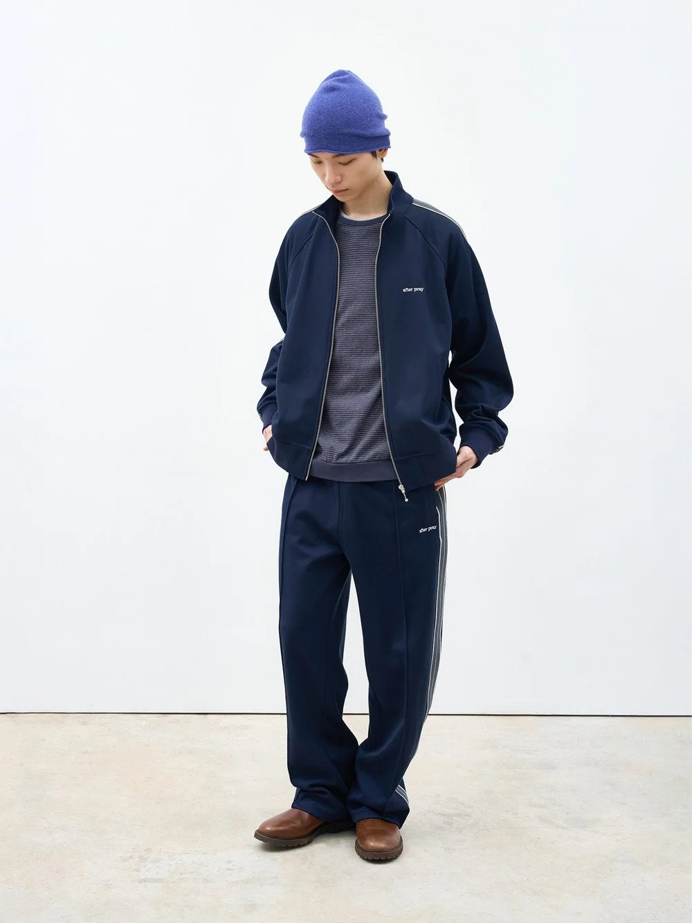 Jacquard Jersey Track Jacket Navy