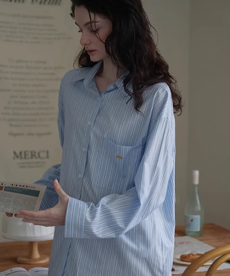 Overfit Stripe Shirt [Sky Blue]