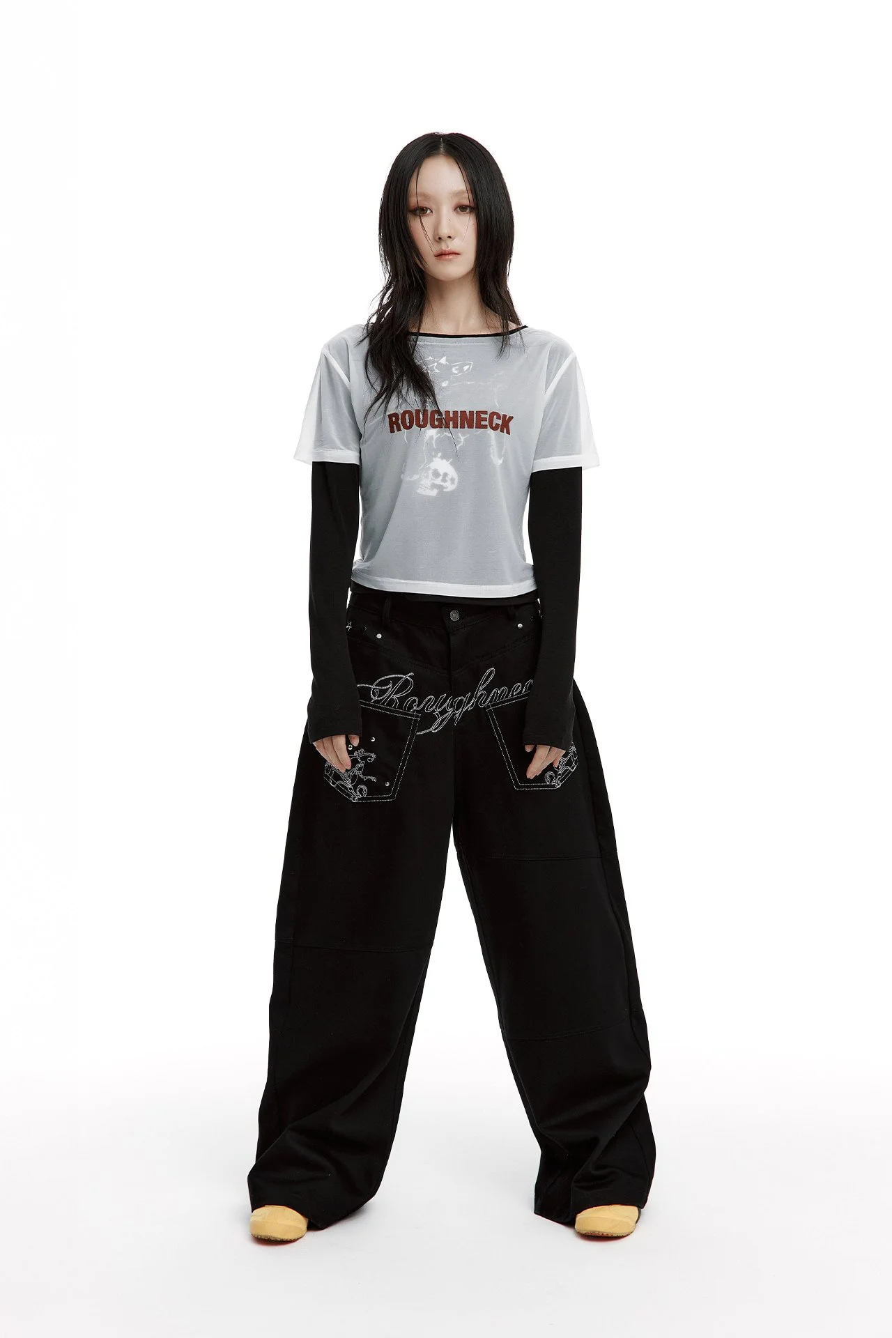  Backflare Curved Pants Black