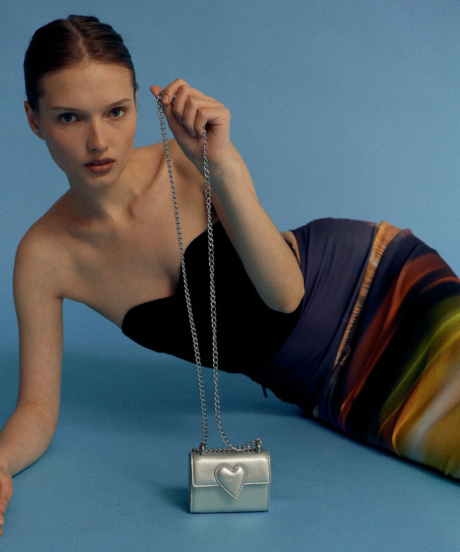 TWIST HEART MICRO BAG(SILVER GLASS)