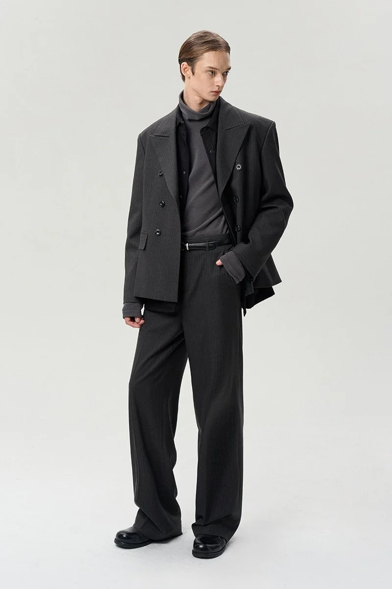 STRIPPED DOUBLE BREASTED JACKET