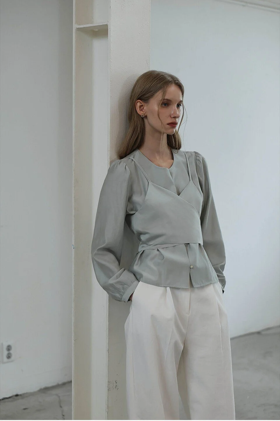 Day Layered Wrap Blouse [Mint]