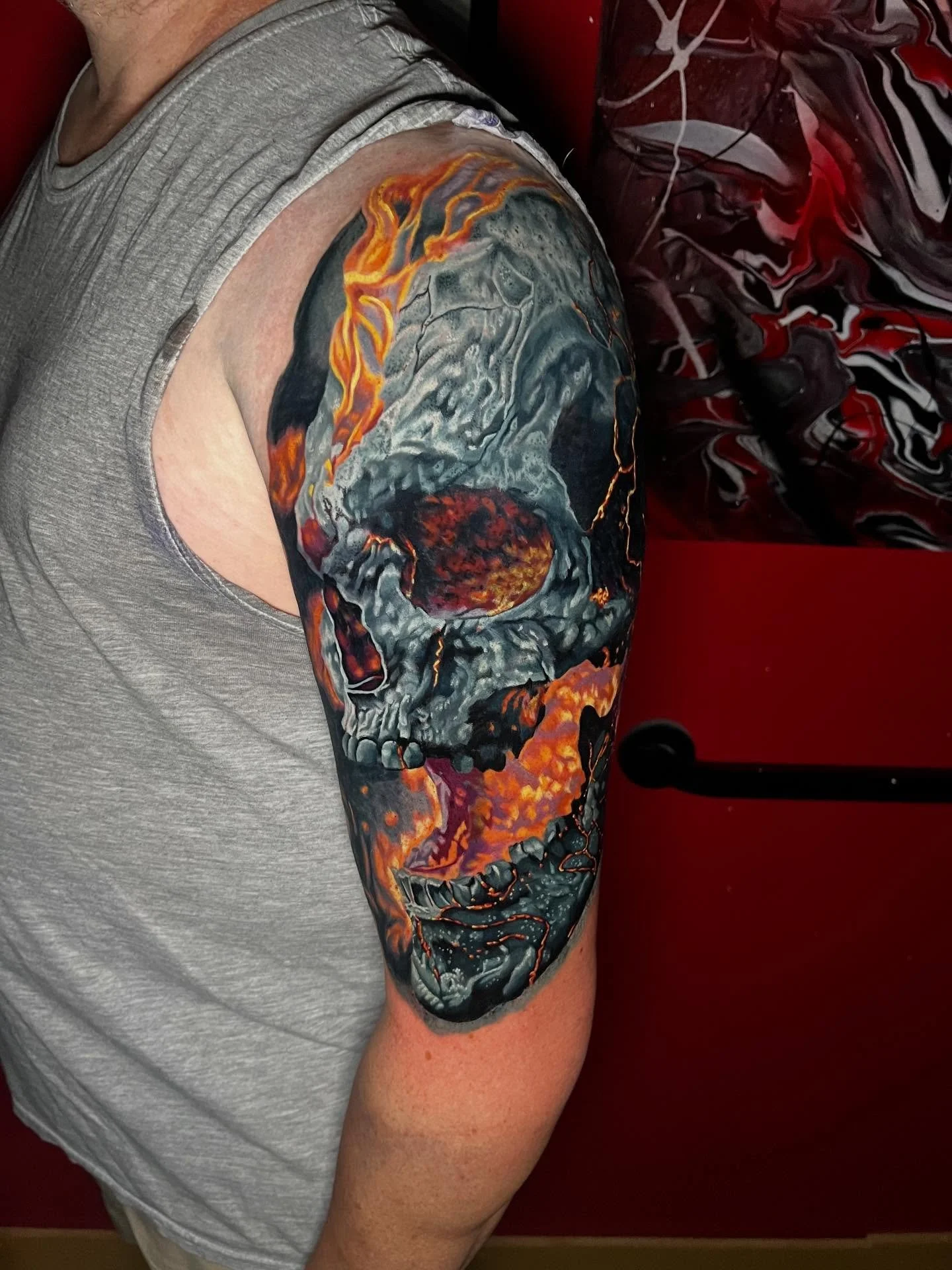 Cover up done by @mikehamill17 #coverup #coveruptattooartist #coveruptattoo #skull #skulltattoo #blastedtattoocare #yournewfavoriteink #fypage #foryourpage #fyp