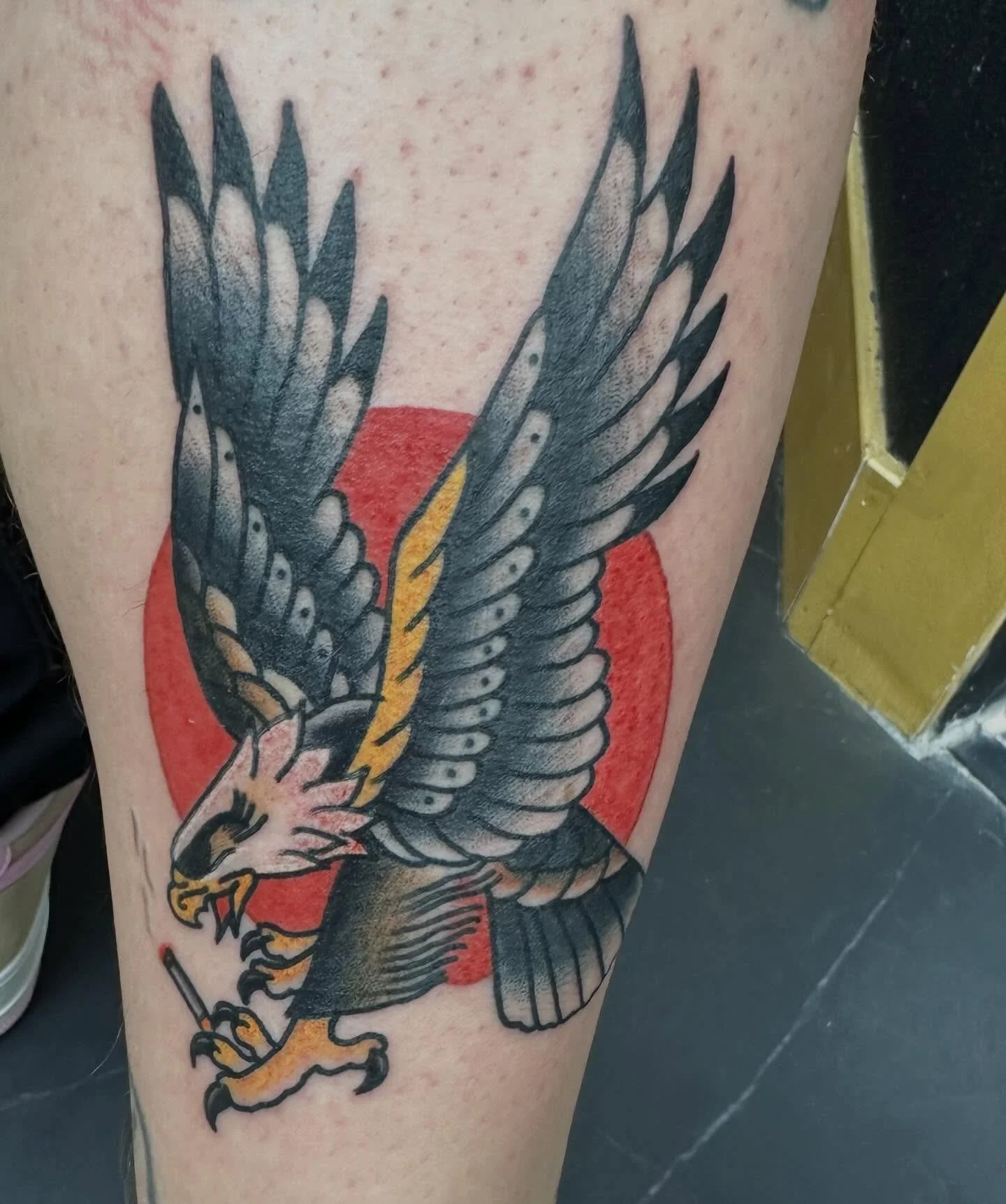 @keaglescout knocked this eagle out of the park! More traditional please! Message him directly to book yours today. #fyp #traditionaltattoos #fypage #art #artist @blastedtattoocare @industryinksusa