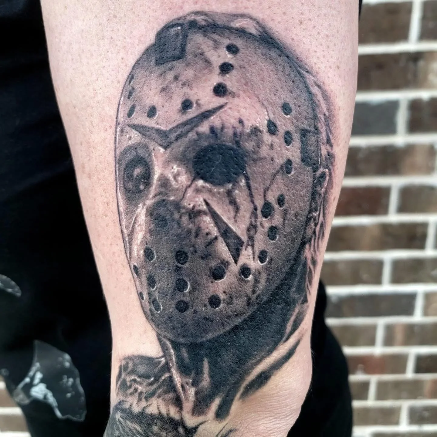 Jason donenythe talented @jmhtattoos #fridaythe13thtattoo #jasonvoorhees #tattoo #artwork #fypage