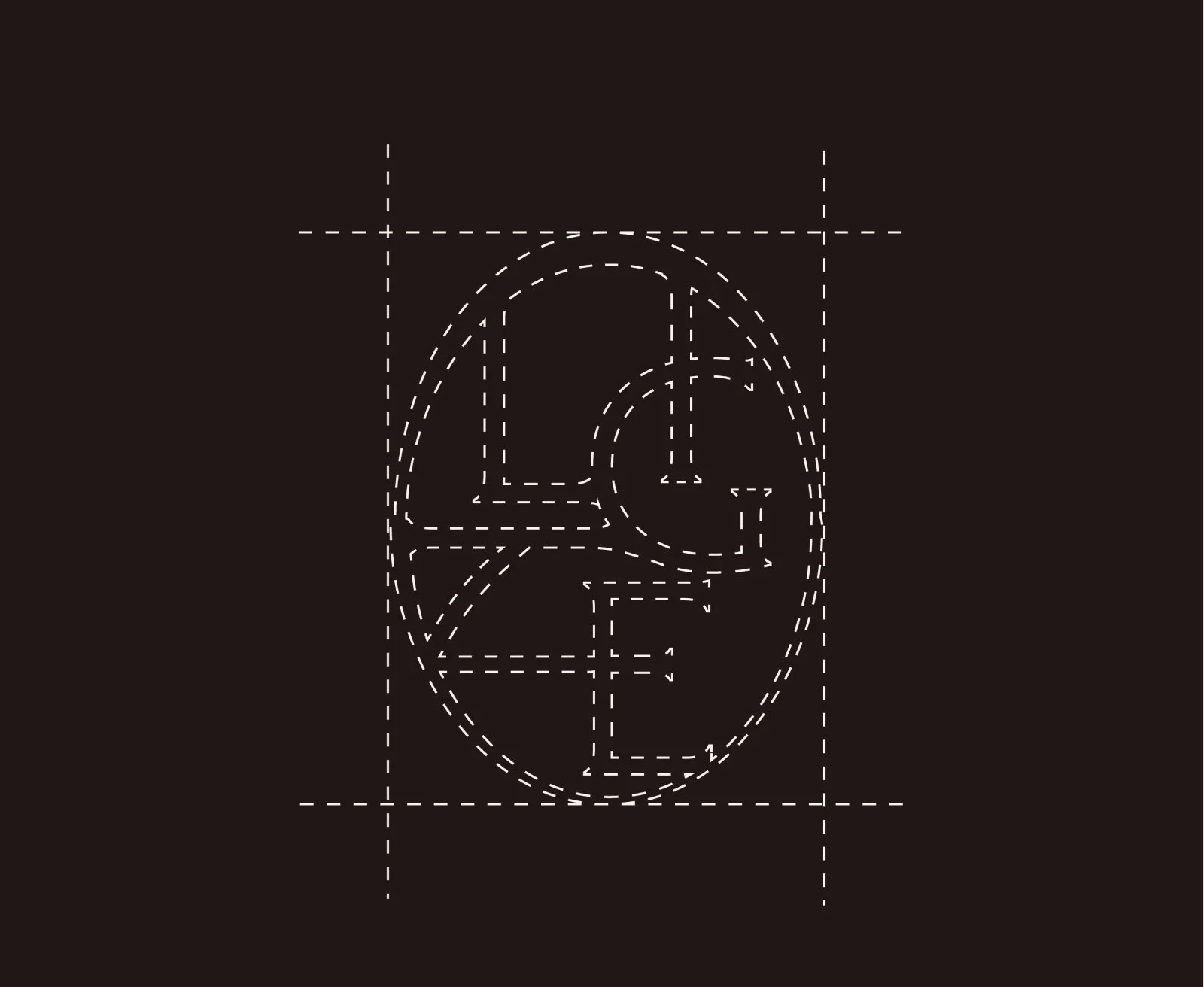Dotted line outline of various shapes and symbols, including a speech bubble, dollar sign, magnifying glass, and a dollar bill, on a black background.