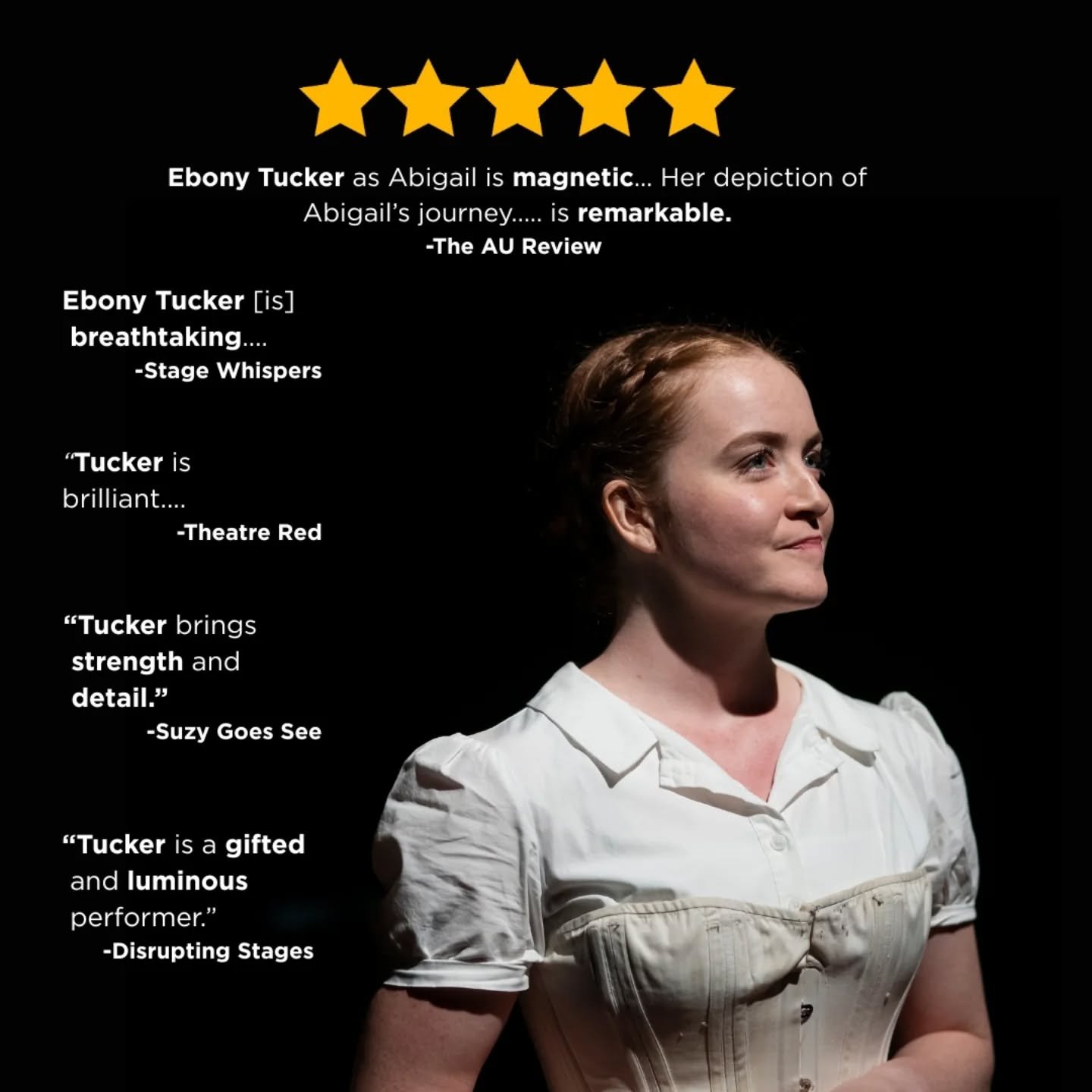 “Magnetic. Breathtaking. Brilliant.” ❤️‍🔥
Ebony Tucker stuns as Abigail Williams, at Wharf 2.
🎟️ TWO SHOWS LEFT!
This Saturday, 1pm & 8:30PM ⭐
BOOK NOW!
#AbigailWilliams #EbonyTucker #herstoryartsfestival #SydneyTheatreScene