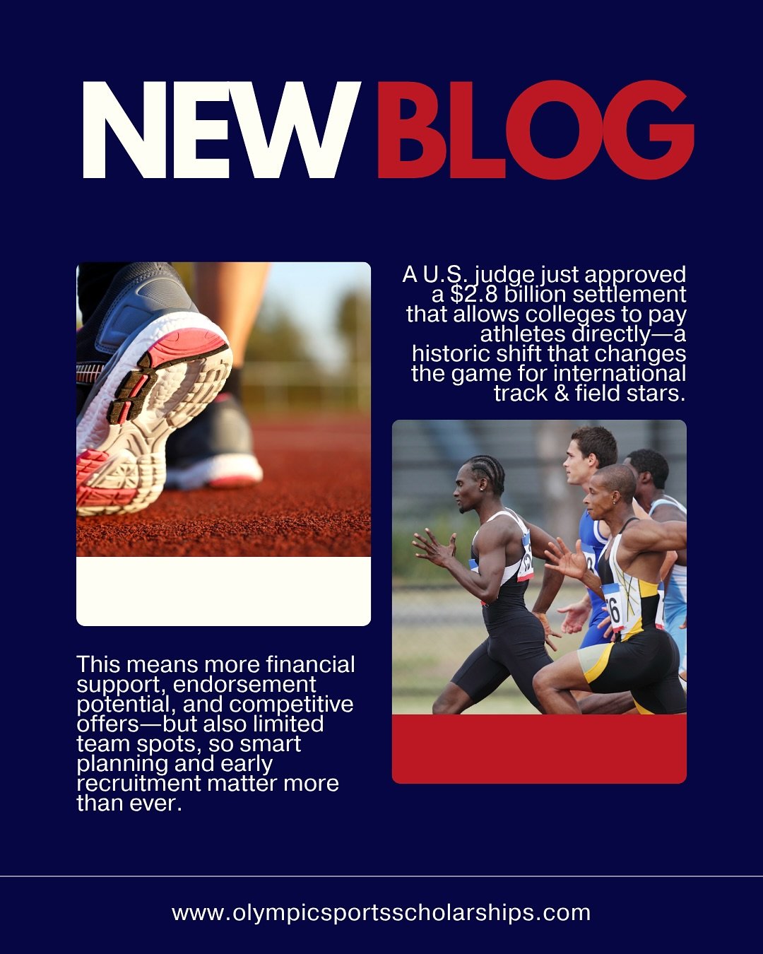 HUGE update for international T&amp;F athletes!
The $2.8 BILLION settlement just approved in the U.S. means colleges can now pay athletes directly&mdash;for real 😮

That means more support 💸, better offers 🏫, and new chances for NIL deals 🧢

But 