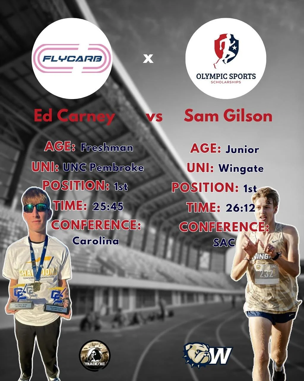 This week we&rsquo;ve got two conference champions in partnership with FLYCARB 🏆
Ed Carney &ndash; Conference Carolinas Champion
Sam Gilson &ndash; SAC Champion

Two champions. One question&hellip; 👀
Who&rsquo;s your Athlete of the Week? 🥇