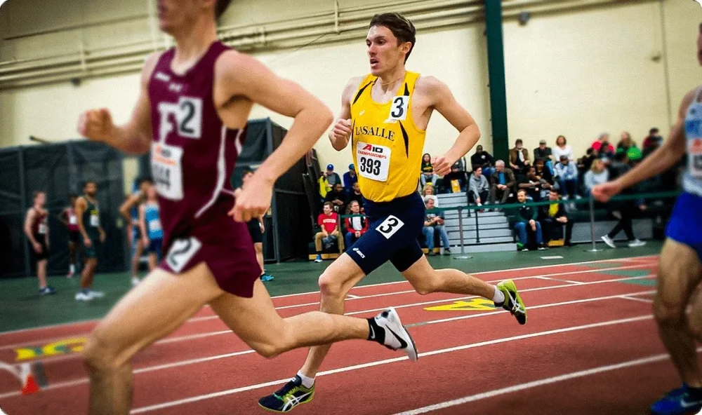 Nathan Gillis racing indoors during his NCAA Division I career