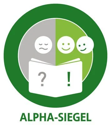 Alpha-Siegel für leichte Sprache