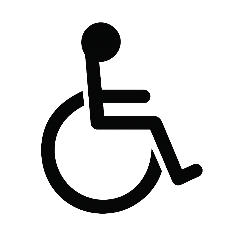 Symbol eines Rollstuhlfahrers.