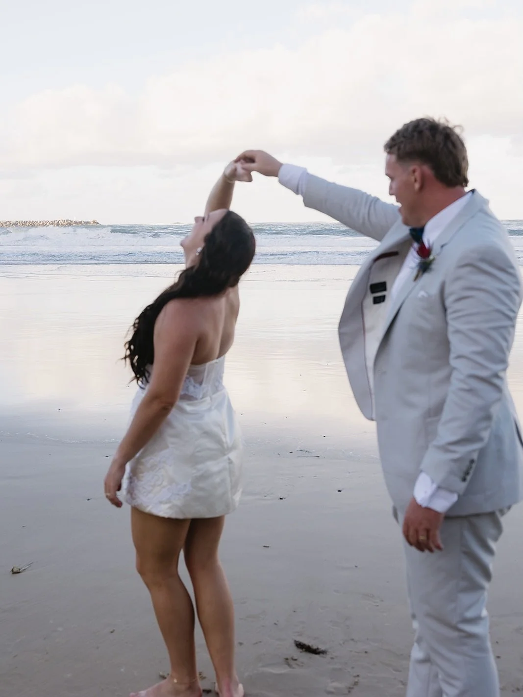 More congratulations are in order for our beautiful girl Olivia @livdouglas___  on her first anniversary. Seen here wearing 2/2 of her custom @gp.creatives wedding dresses 🤍

To Mr&amp; Mrs Douglas🥂 here&rsquo;s to many years of dancing on the beac