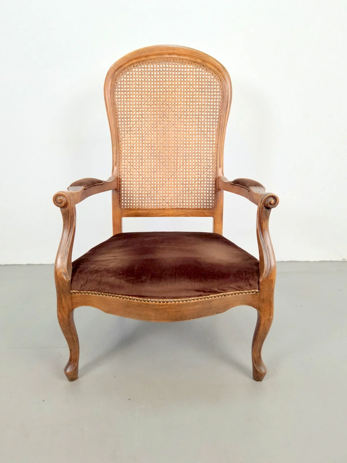Authentic French cane-back arm chair, 1920