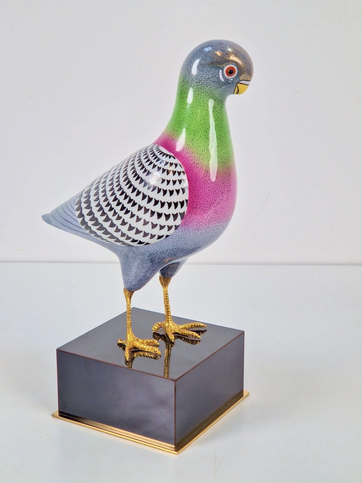 Hand Painted Porcelain sculpture bird by Giulia Mangani,  Italy 1970s