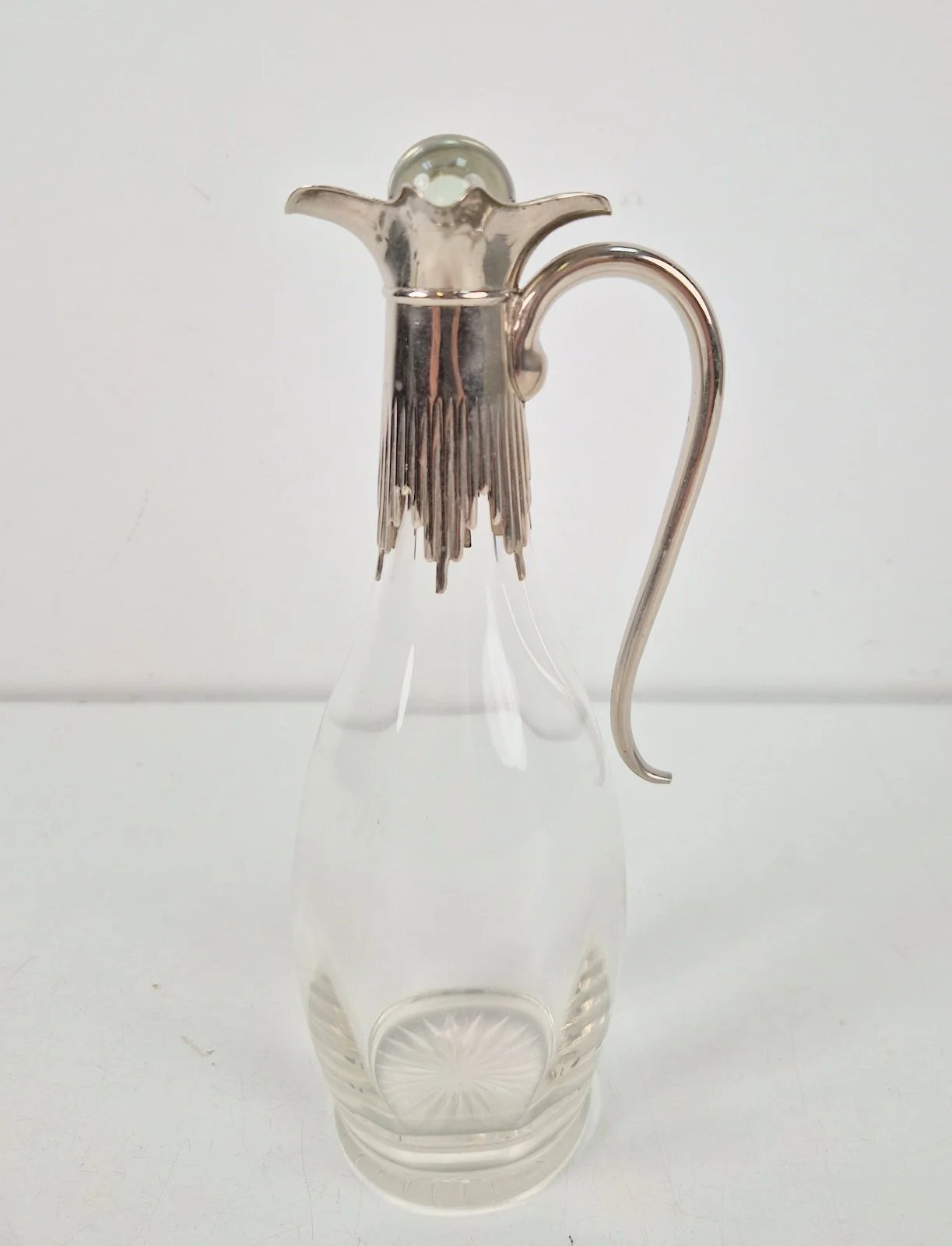 Art Deco Crystal decanter with Silver-plated handle, 1920