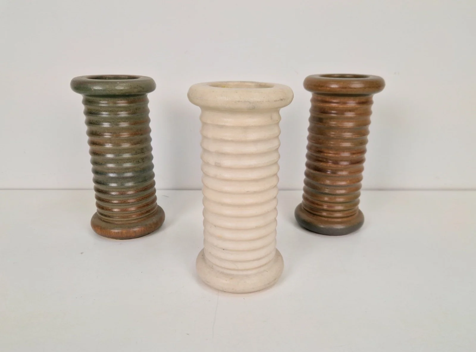 Set of 3 Scandinavian Ribbed Cylinder Vases, 1970