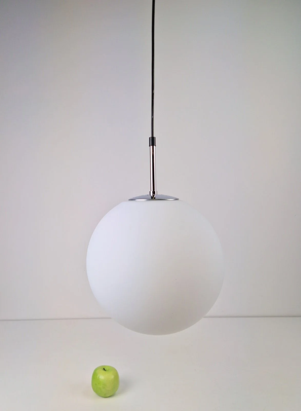 Sphere Pendant in White Opal Glass from Glashütte Limburg, 1970