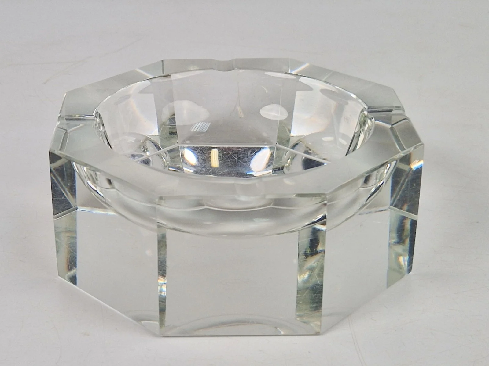 Art Nouveau Crystal octagon Ashtray from Moser, 1940s