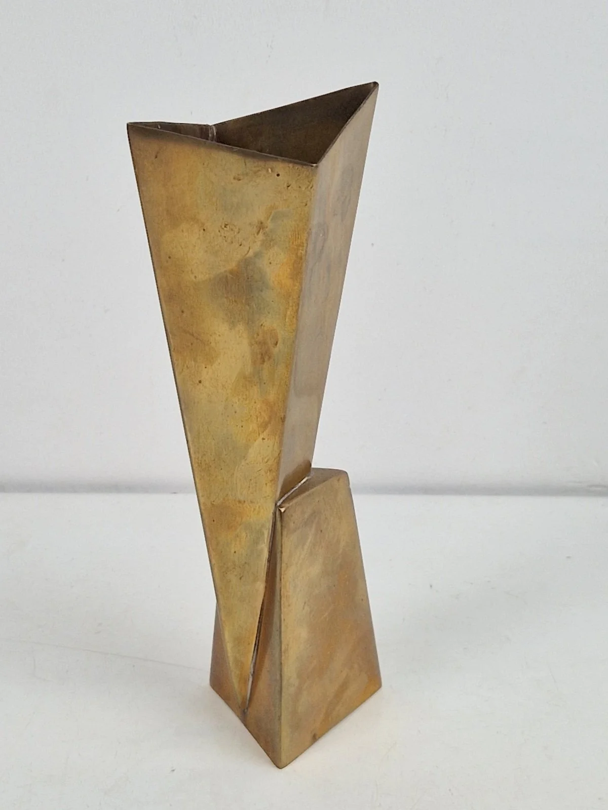 Vintage Cubist Silver-Plated Brass Vase by WMF, Germany, 1930s
