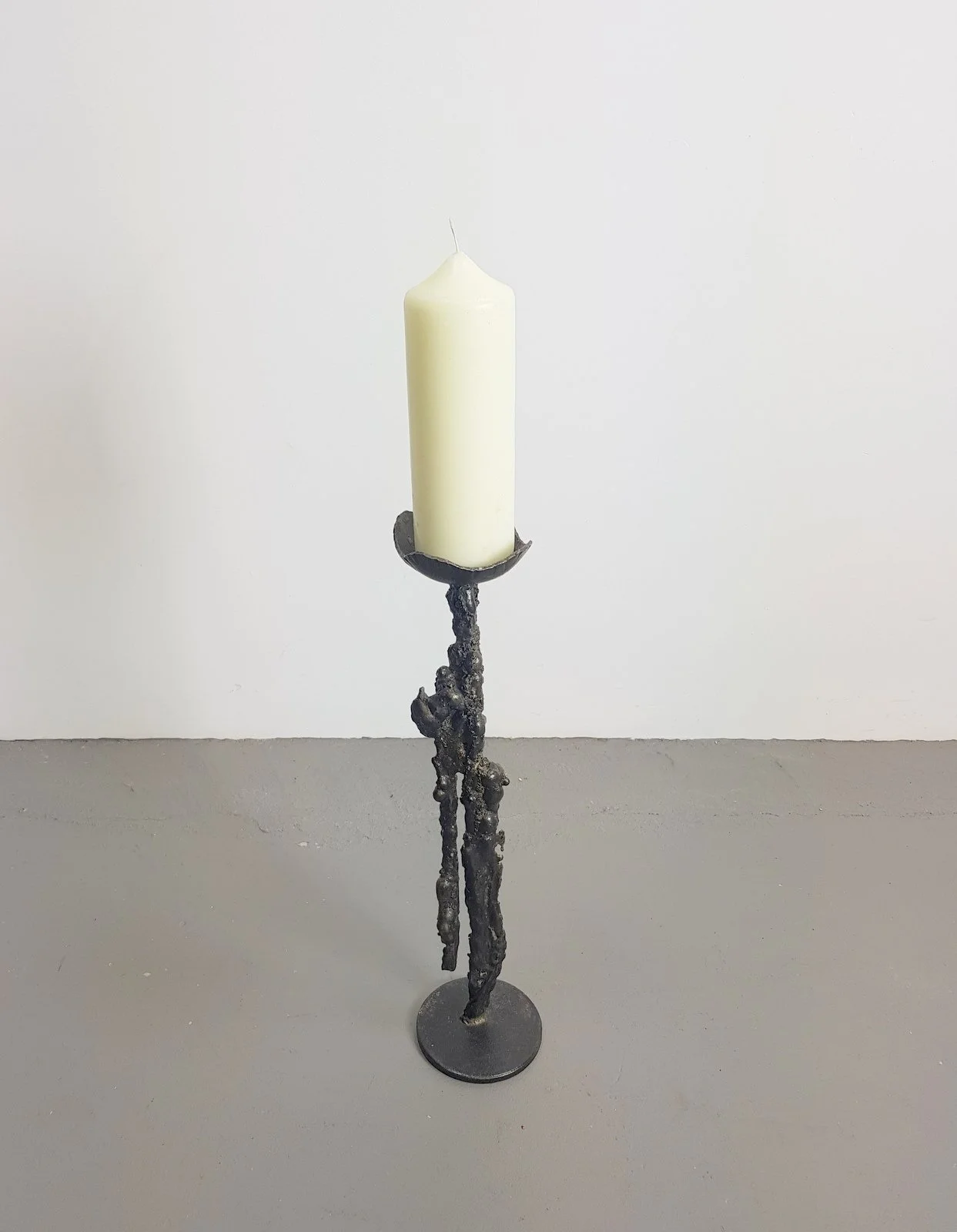 Brutalist Floor Candleholder in Cast Iron, Germany, 1960s