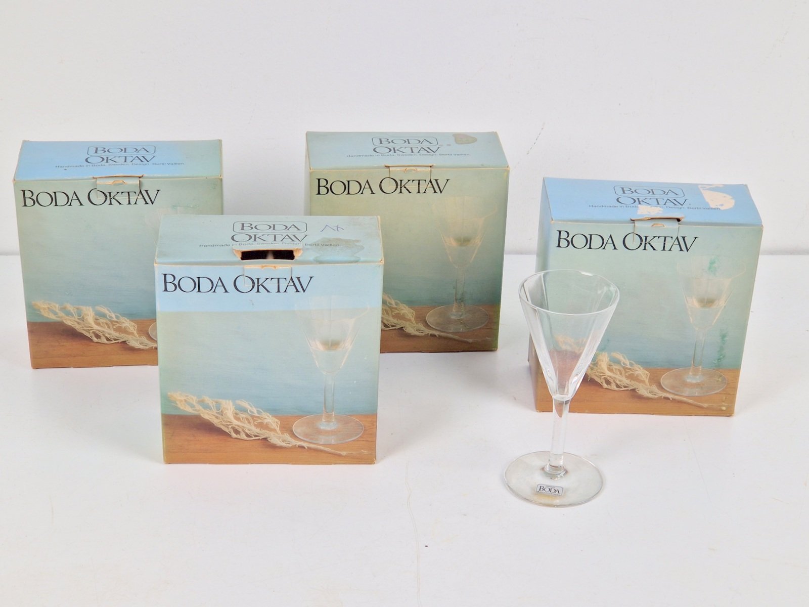 Set of 7 Oktav Liqueur Glass by Bertil Vallien for Kosta Boda, 1970s