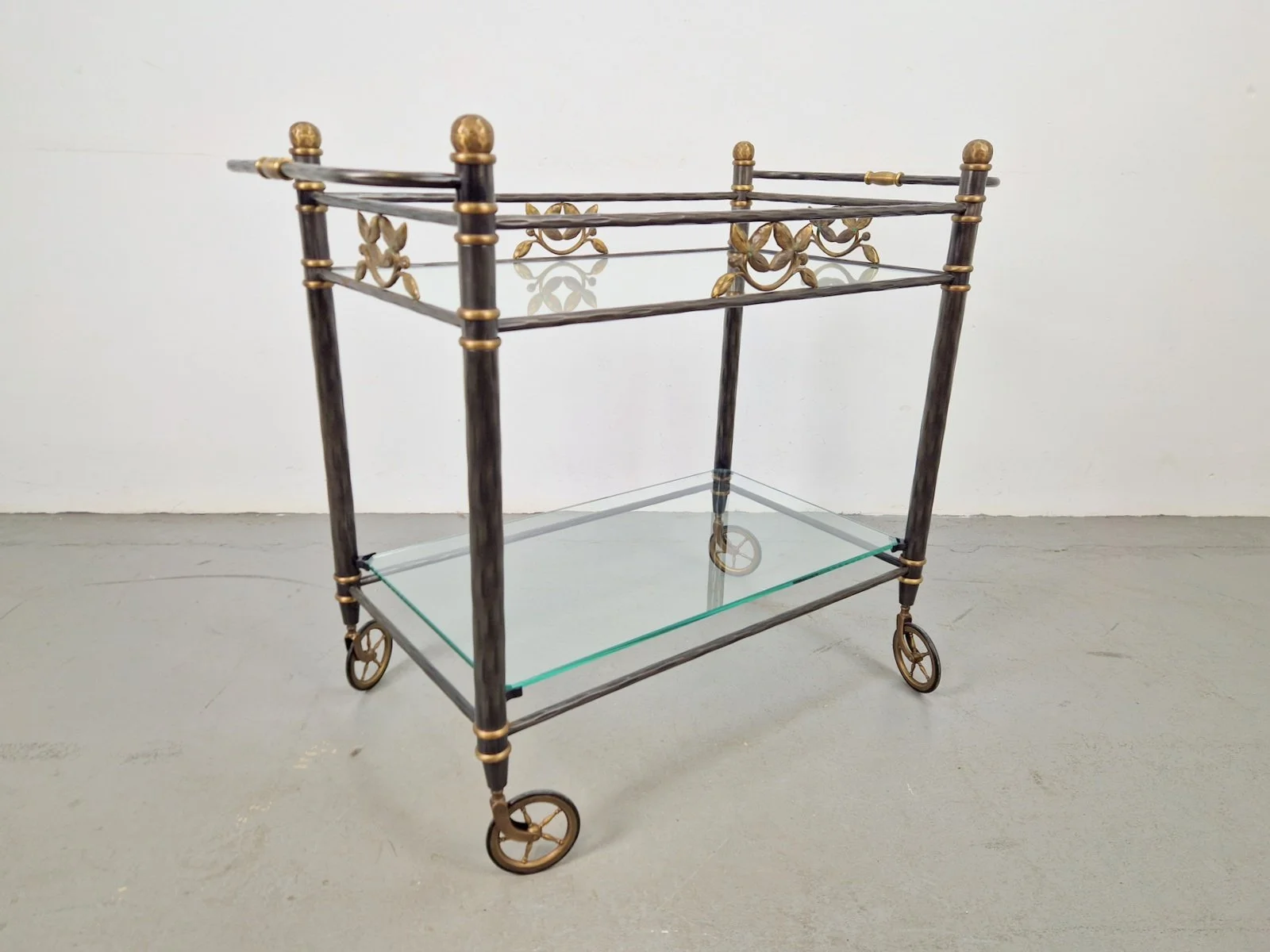Regency Brass and Glass Serving Trolley, Italy, 1970s