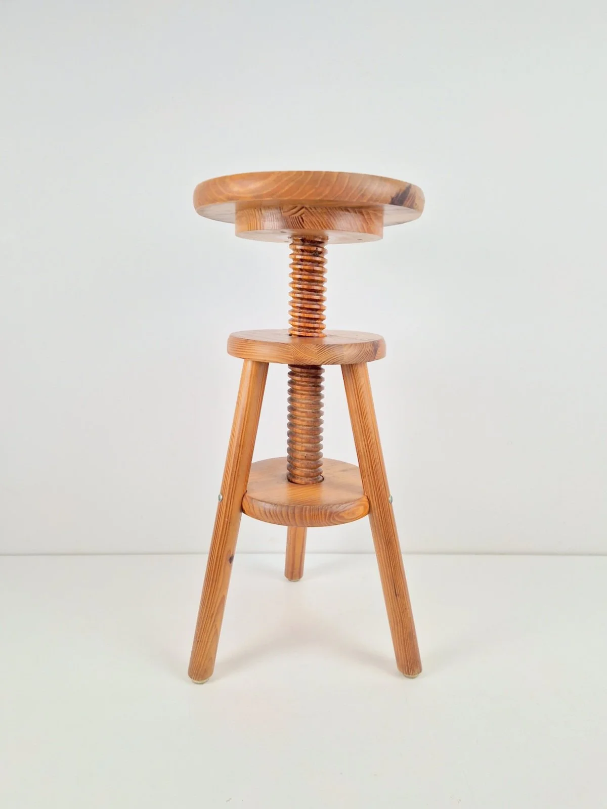 Vintage Architect's Corkscrew Stool in Pine, 1960s