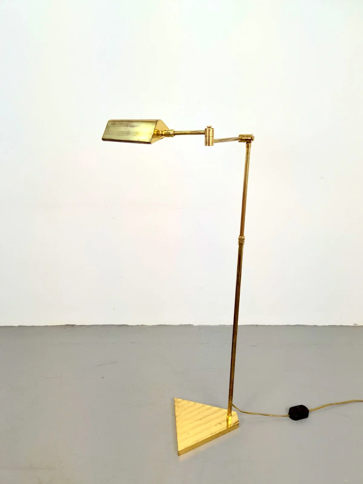 Brass Adjustable Floor Reading Lamp,  '70s
