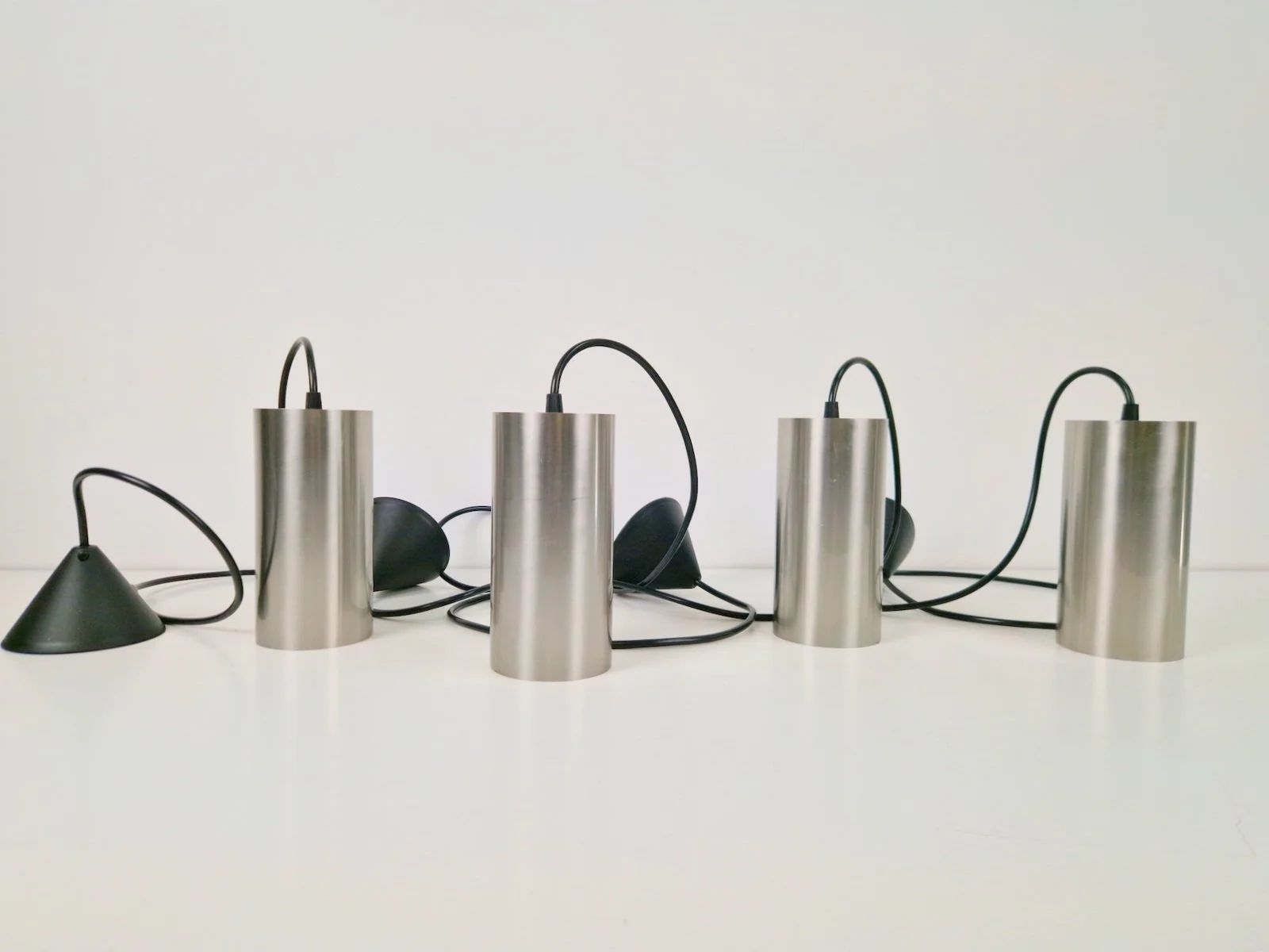 Cylindrical Pendant Lamps, 1970s, Set of 4