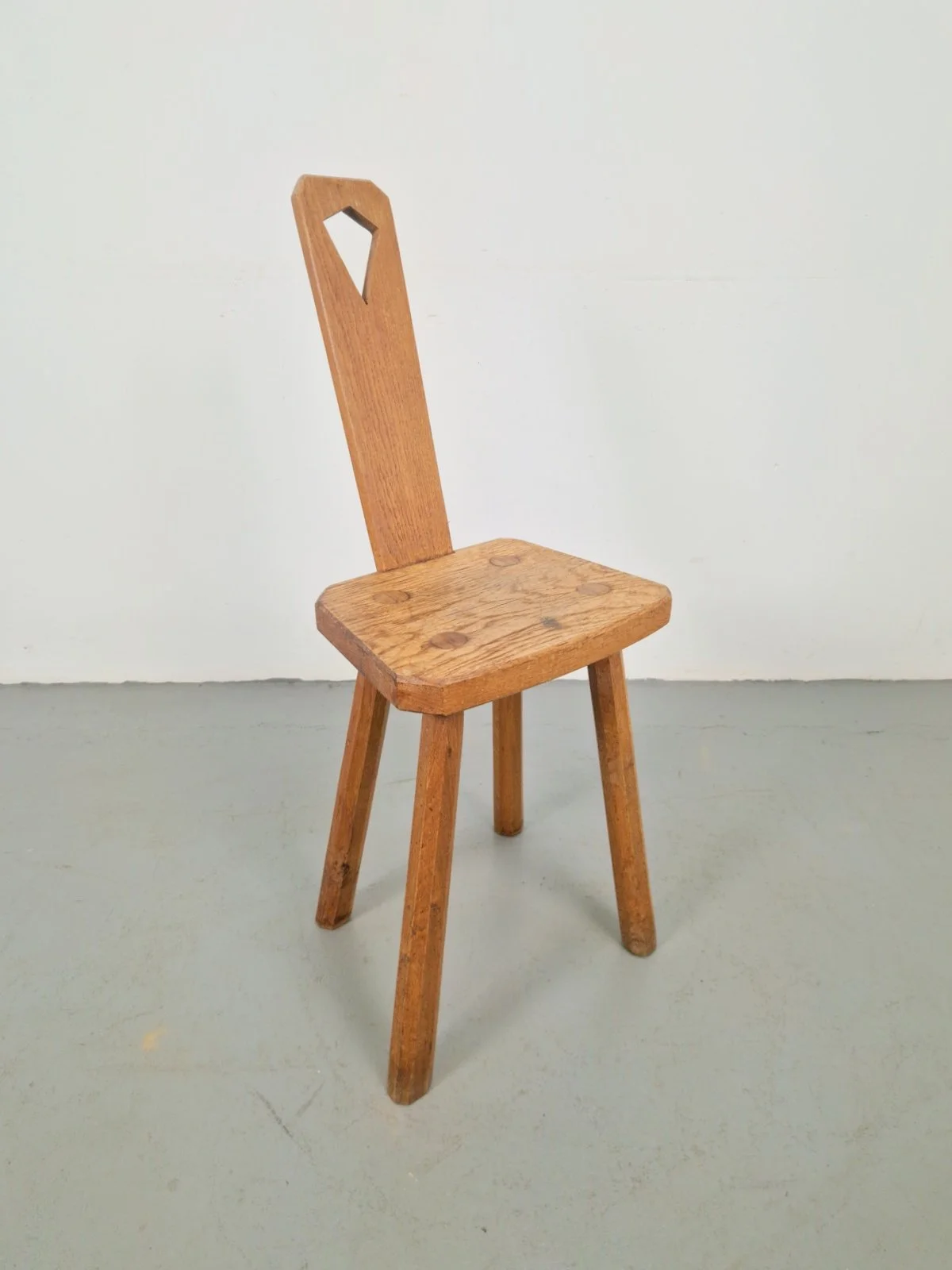 Dutch Brutalist Oak Chair Stool, 1950s