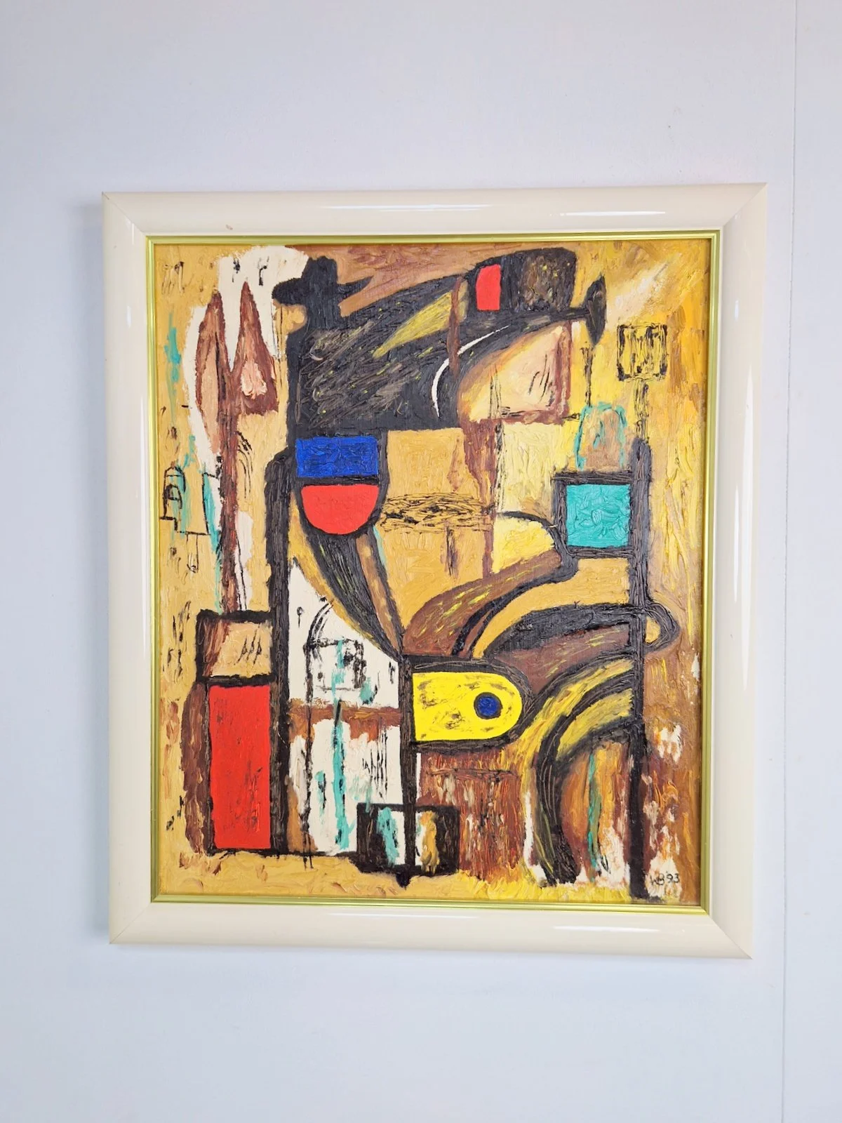 Cobra Movement Painting an Abstract composition by W. Broek, Oil on Canvas