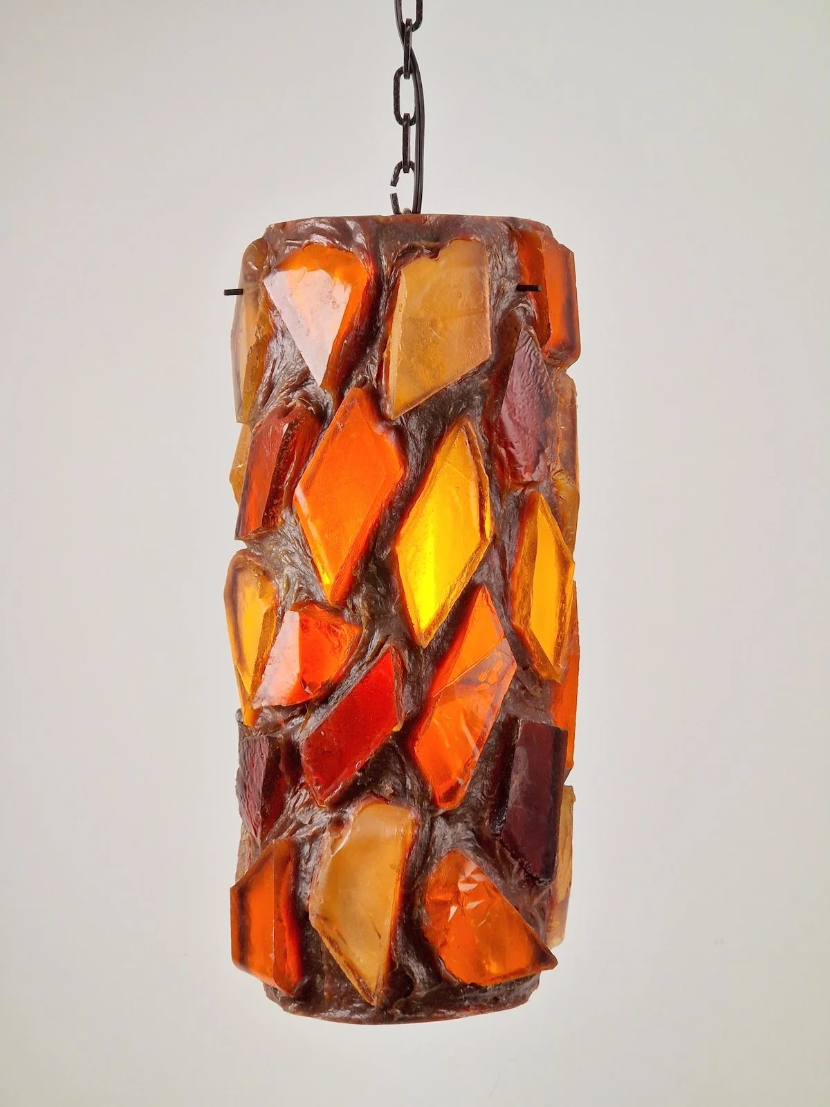 Brutalist Acrylic Glass Chunky Pendant, 1960s SOLD