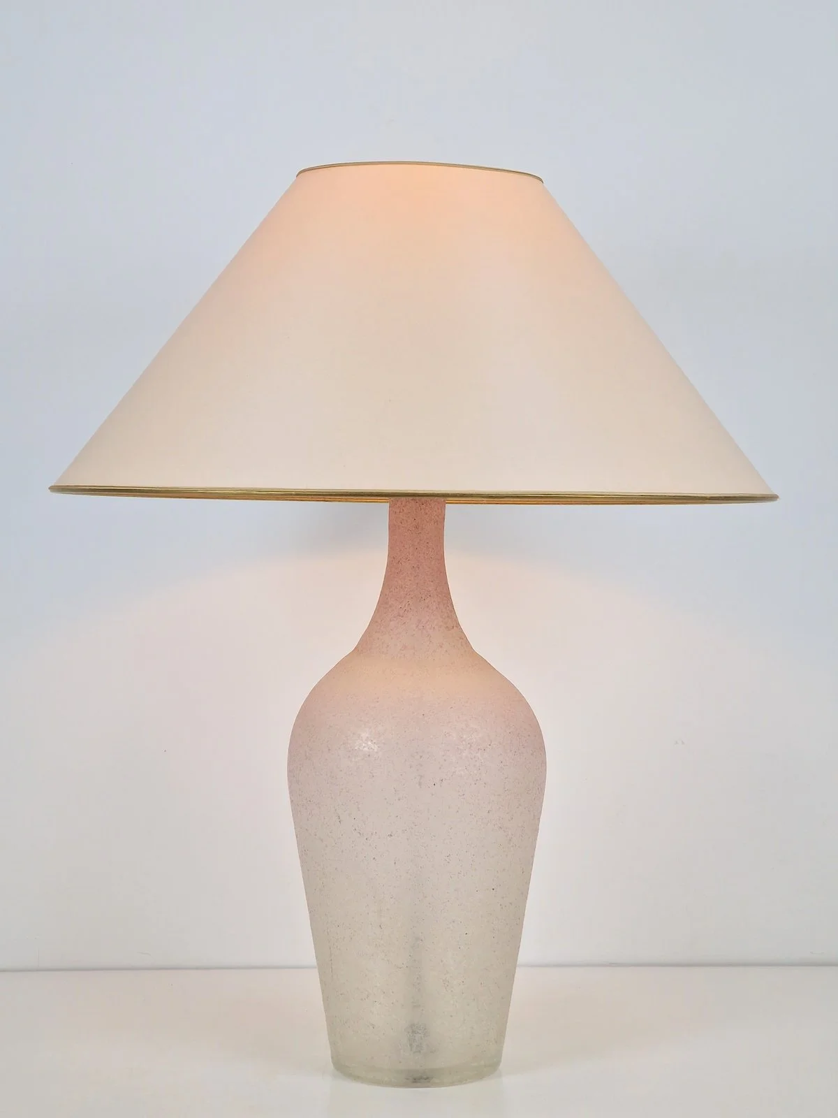 Vintage Italian Frosted Glass Bottle Table Lamp, 1970s