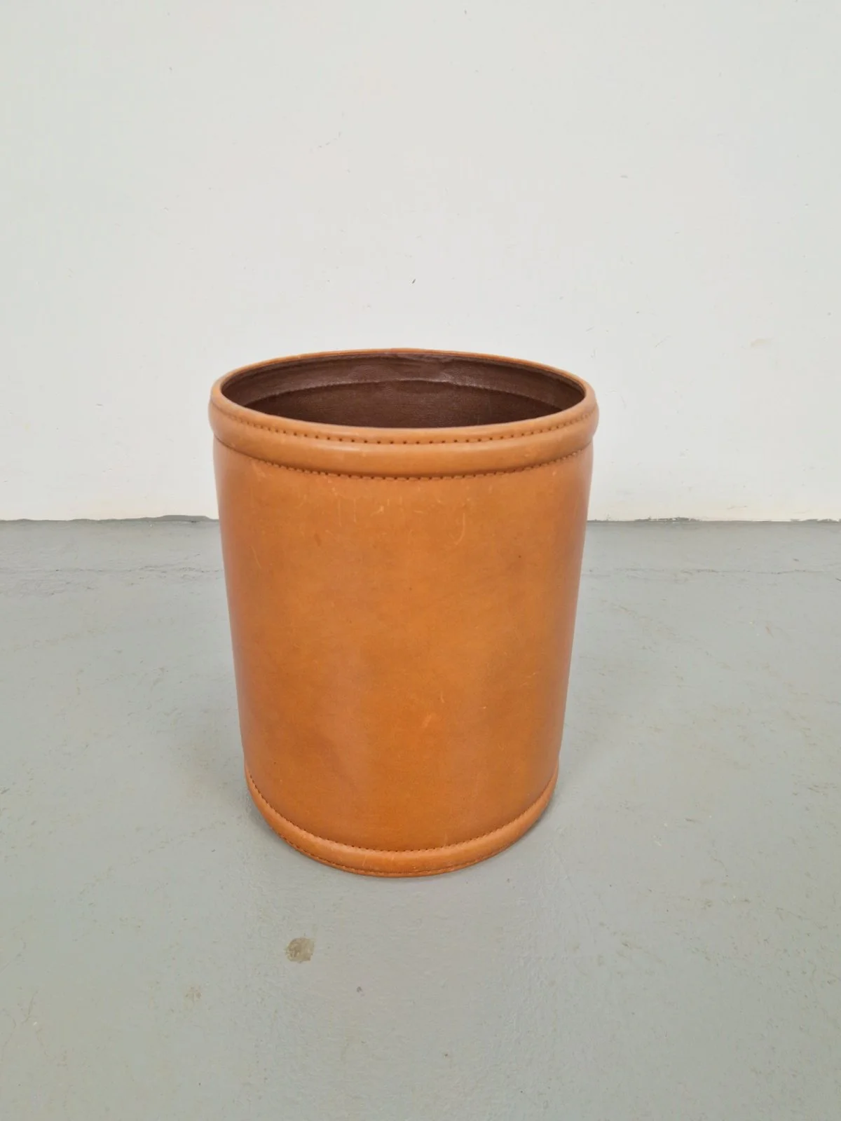 Leather Wastebasket, Denmark 1960s