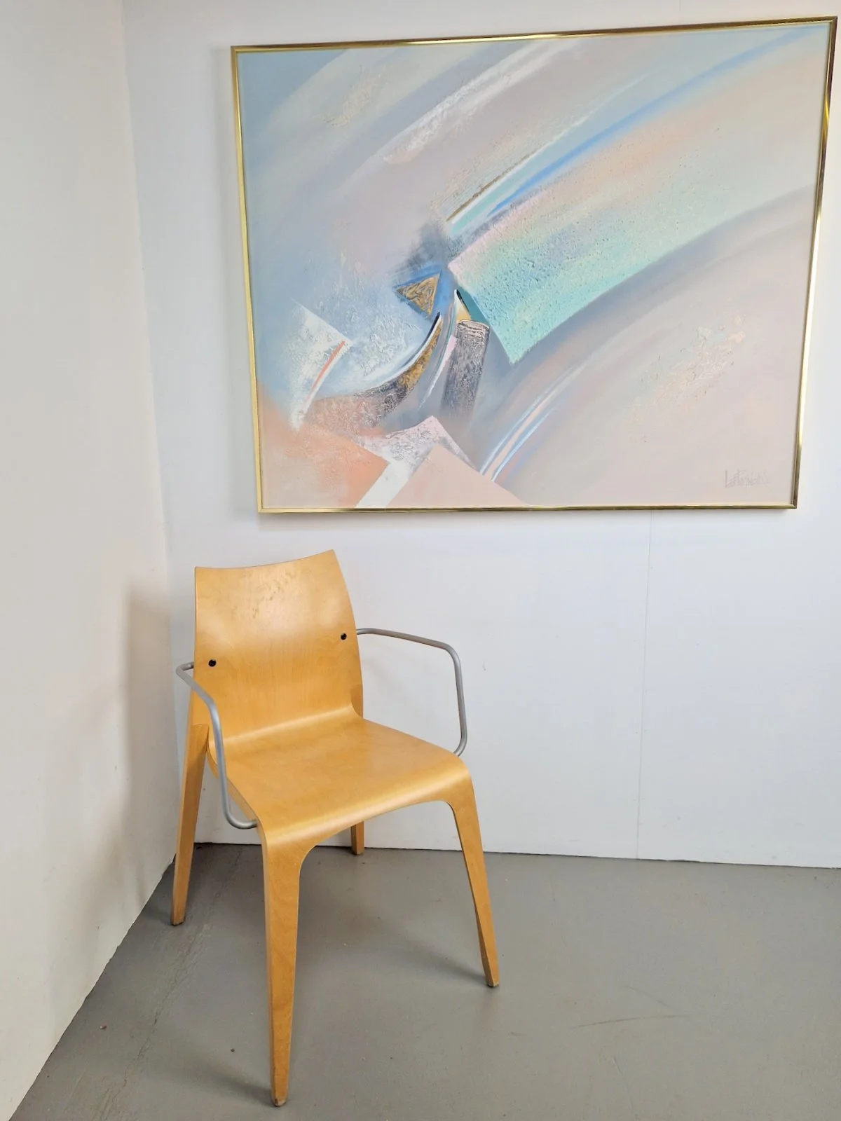 Abstract Composition painting by Lee Reynolds, 1980s, Framed