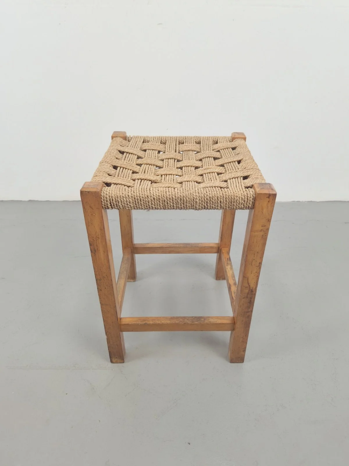 Vintage Danish Rope Stool in Beech, 1960s
