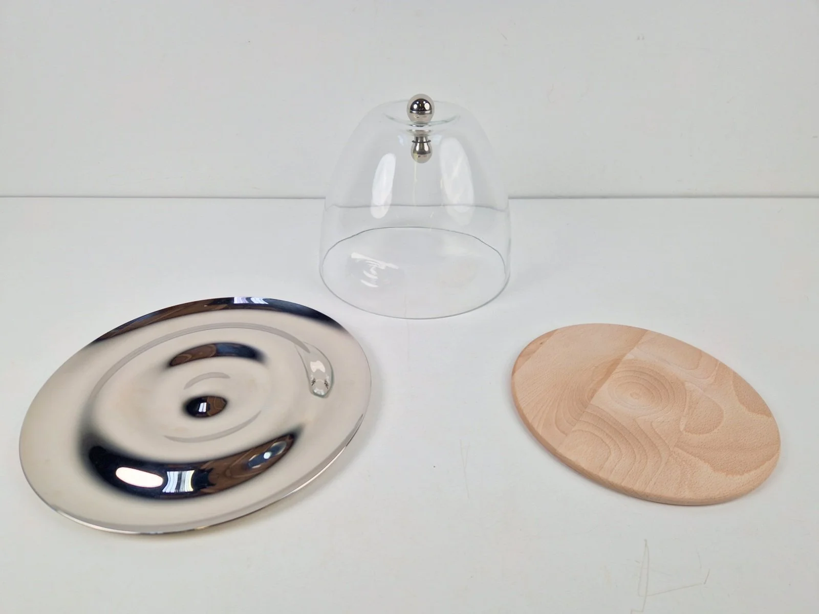 Flow Glass Dome Walnut Serving Dish by Gijs Bakker for Royal VKB, 2000