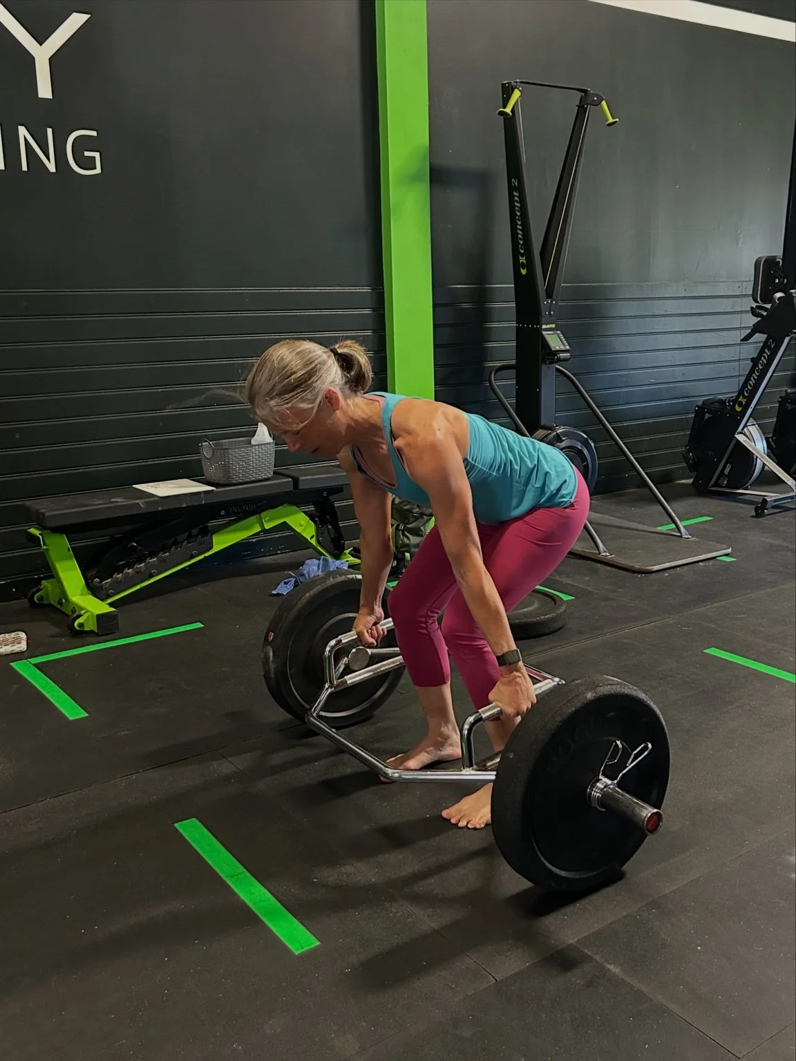 Alix training with a trap bar at Great Bay Strength and Conditioning in Newington, NH