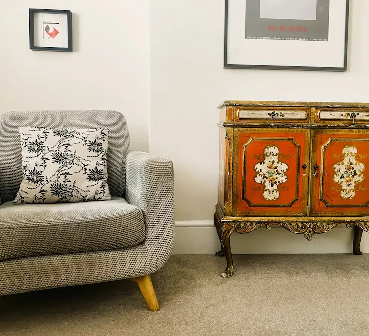 oxford circus therapy chair and sideboard