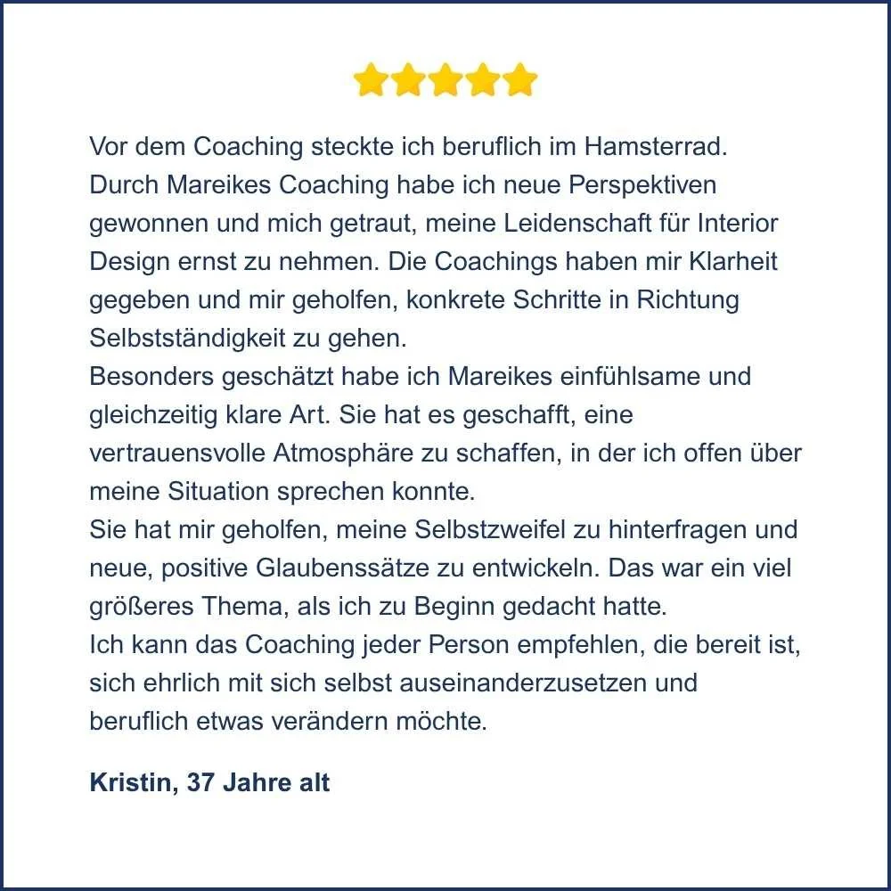 Kunden-Feedback Coaching berufliche Neuorientierung