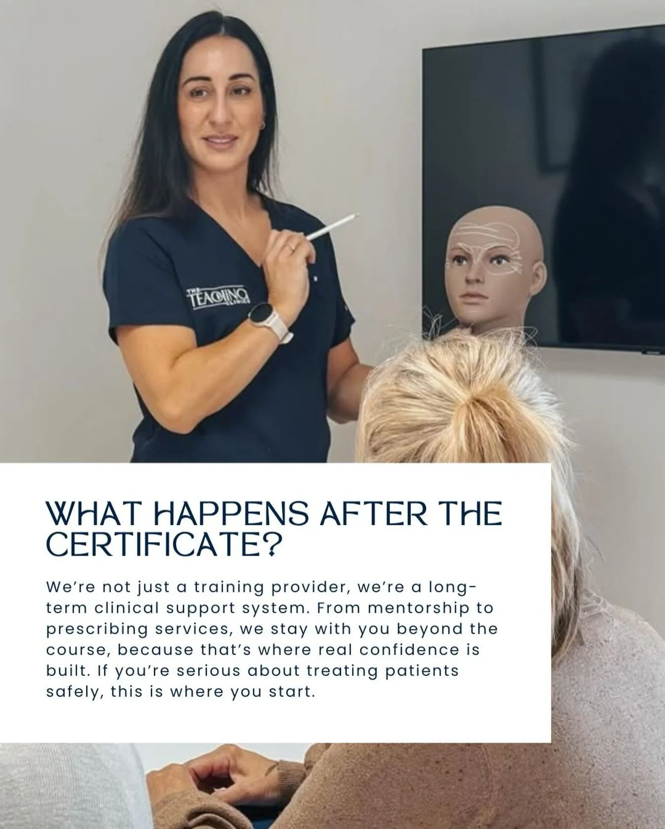 What happens after the certificate?

If you&rsquo;ve trained elsewhere, the answer might be&hellip; nothing.
No prescribing support.
No clinical backup.
No one to ask when things don&rsquo;t feel straightforward.

At The Teaching Clinics, we do thing