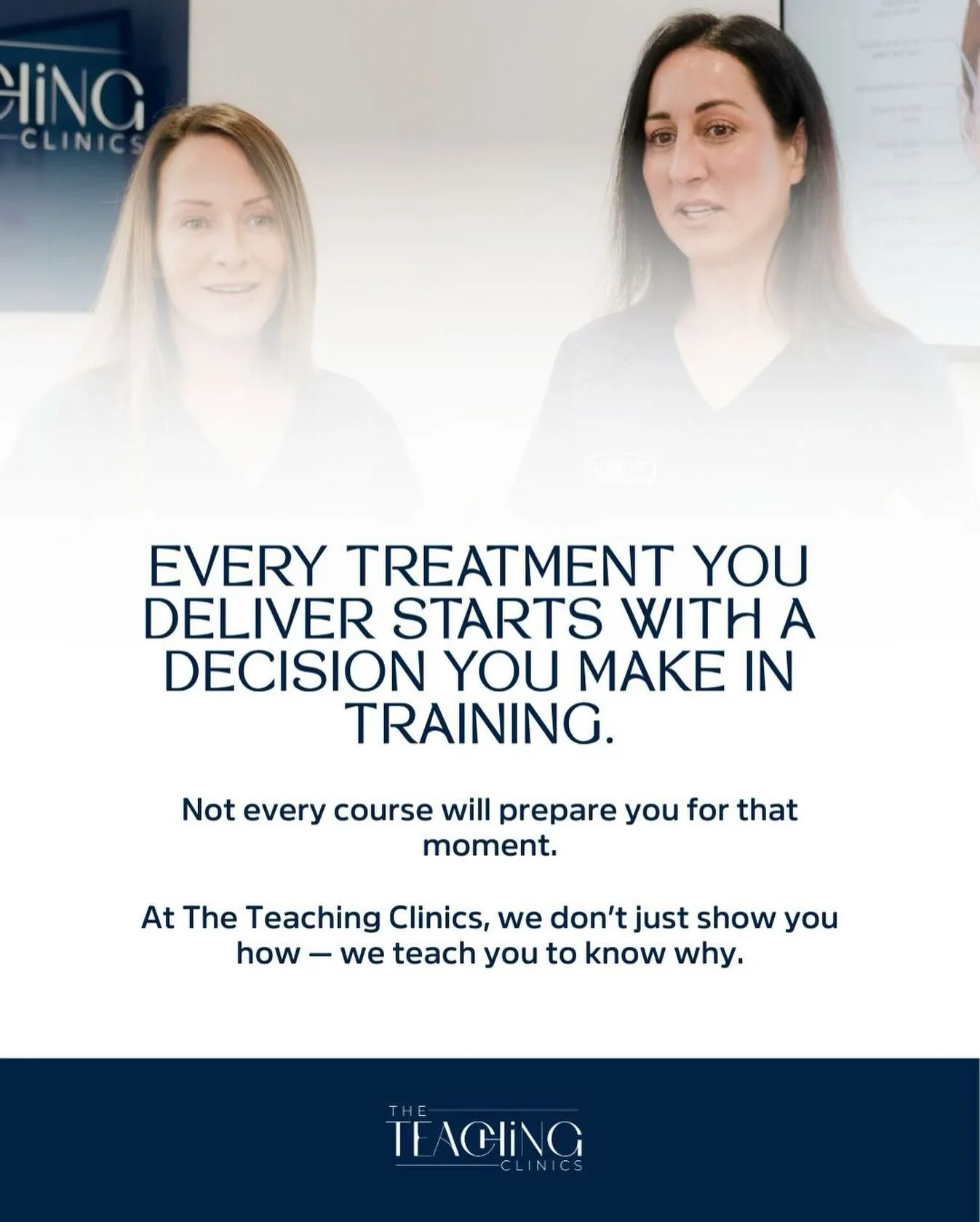 Aesthetic training should challenge you, support you, and shape the kind of practitioner you choose to be.

At The Teaching Clinics, we don&rsquo;t believe in shortcuts &mdash; we believe in clinical excellence, confidence through competence, and cre