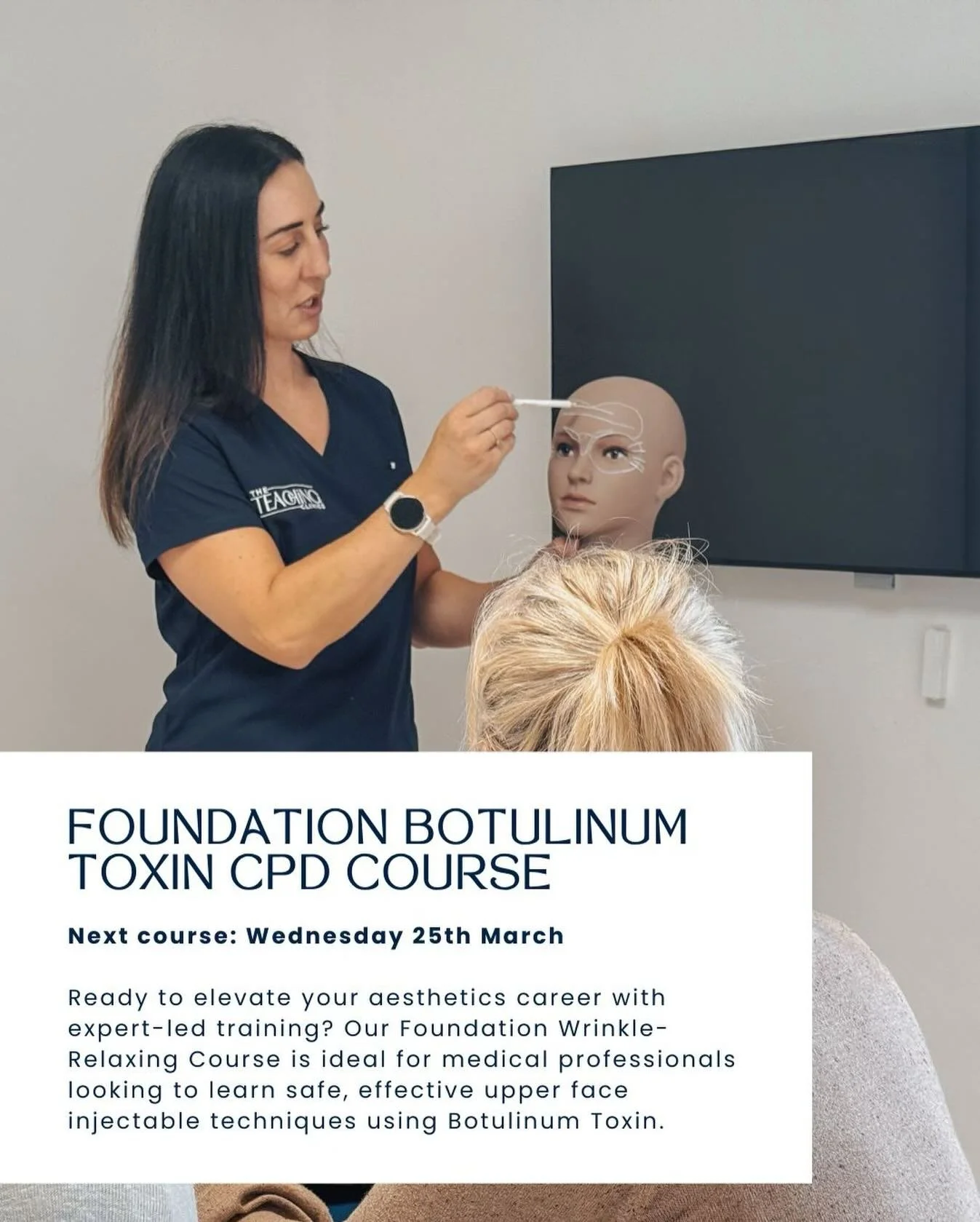 📍 Next course Reminder: Wednesday 25th March
Ready to elevate your aesthetics career with expert-led training?

Our Foundation Wrinkle-Relaxing Course is ideal for medical professionals looking to learn safe, effective upper face injectable techniqu