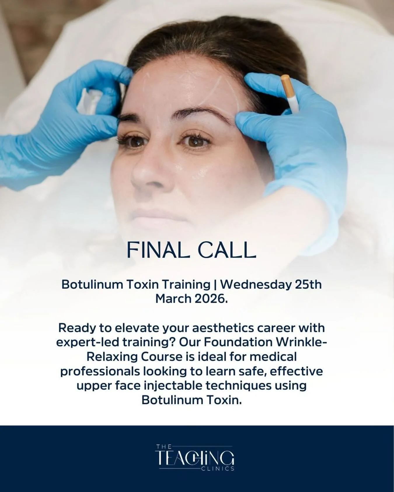 Final call for our Foundation Botulinum Toxin Training &ndash; 25th March.

If you&rsquo;re a medical professional who has been considering entering aesthetics, this is your opportunity to start with the right foundations.

Our training is deliberate