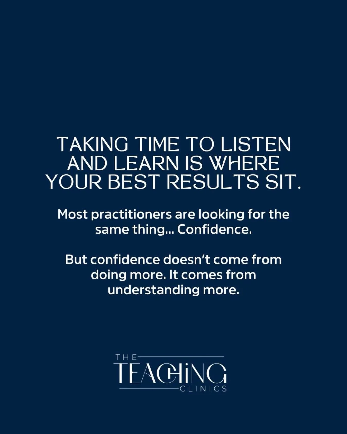 Most practitioners are looking for the same thing&hellip;
Confidence.

But confidence doesn&rsquo;t come from doing more.

It comes from understanding more within your treatments, patients and decisions.
That&rsquo;s what allows you to work calmly, s